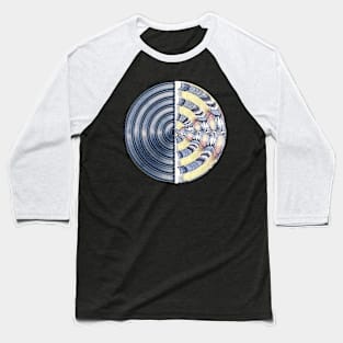 Record round in pale blue and yellow bubbles Baseball T-Shirt